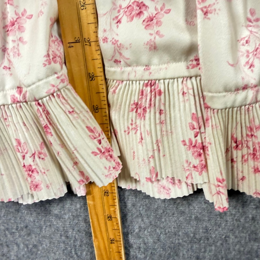 Polo Ralph Lauren Pink Floral Jaclyn Pleated Satin Ruffled Midi Skirt Womens 18 - Picture 6 of 9